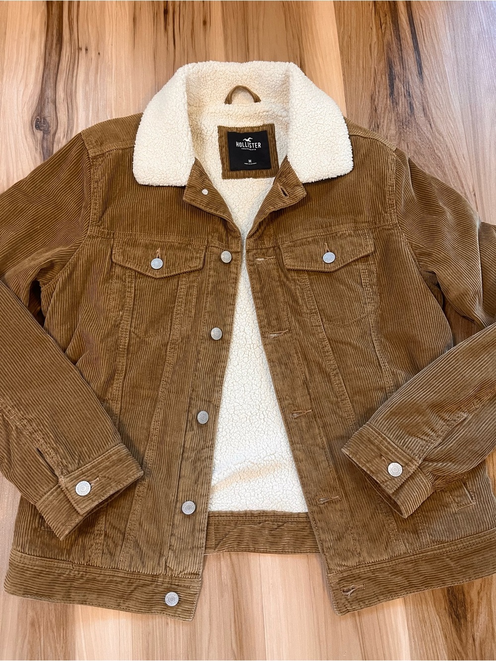 Hollister Men’s Medium Sherpa Lined Corduroy Trucker Jacket Fall Y2K Style